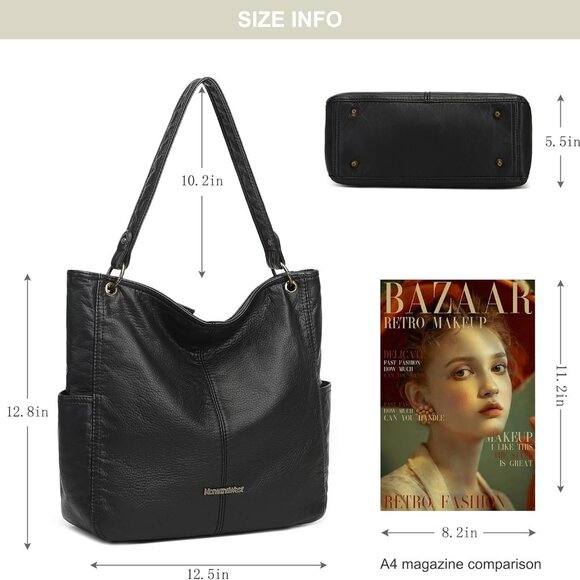 Hobo Purses for Women Soft Top Handle Shoulder Bag with Wallet Set - Picture 6 of 7